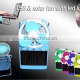USB & solar table fan with LED light