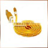 Golden Color Micro Flat Braided Cable For Android SmartPhone Textile Fabric Woven Cable thumbnail-1