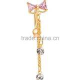 Hot Sex Women Bowknot Zircon Belly Navel Ring thumbnail-3
