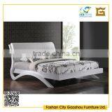 Creative Design White Wooden Bedroom Furniture Bed With Leather Upholstered Headboard thumbnail-1