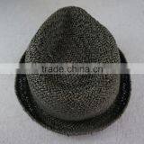 Handmade Corchet Black Paper Grass Straw Jazz Fedora Top Hats thumbnail-4