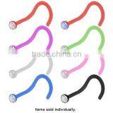 UV Arylic Flexible PTFE Nose Screw With CZ Jewel Body Piercing Jewelry thumbnail-1