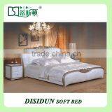 2015 Hot Sale Genuine Leather Double Bed in Solid Wood Frame and Genuine Leather DS-002