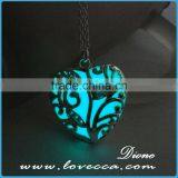 Cheap Alloy Luminous Glow in the Dark Heart Locket Charm Pendant Ladies Jewelry Necklace thumbnail-6