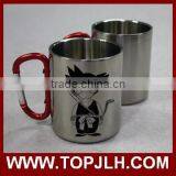 Custom Logo Printed Carabiner Handle Stainless Steel Coffee Mug thumbnail-5
