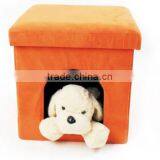 Faux Leather Small Dogs Cats House Furniture Foldable Storage Pet Bed Ottoman thumbnail-2