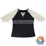 Latest New Model Shirts Children 3/4 Lace Sleeve White or Black Bulk Blank T-shirts thumbnail-1