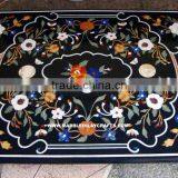 Exclusive Black Marble Inlay Table Top Antique Inlaid Table Top thumbnail-1