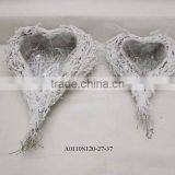 Indoor Rattan Heart Planter With Snow thumbnail-1