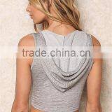 MGOO 2017 Custom Designs Grey Jersey Sport Sets Crop Hoodies Top And Shorts 100% Cotton Lounge Basic thumbnail-6