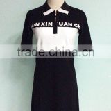 2016 JXY Hit Color With Collar Black And White Dress for Woman