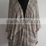 2014 Fashion Ladies Space Dye Stripe Knitted Poncho Cardigan thumbnail-1