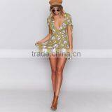 Wrap Over Short Sleeved Sexy Women Dresses Ladies Tie Cuff Floral Casual Dress thumbnail-4