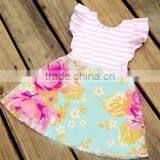 2017 Wholesale Latest Designs Pink Stripe Girl Fly Sleeve Skirt Rural Style thumbnail-1