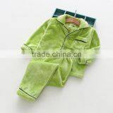 Wholesale Solid Color Flannel Two Piese Sets Children Pajamas thumbnail-5