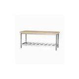 2 Tier Commercial Stainless Steel Kitchen Work Table With Wooden Surface