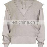Grey Front And Back Wrap Over Design Hoodie thumbnail-4