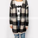 New Arrival Checked Woolen Sweater Designs for Ladies Open Chest Sweater thumbnail-5