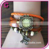 Ms Retro Hand-woven Imitation Leather Bracelet Watch Fashion and Colorful Butterfly Pendant Quartz Watch thumbnail-4