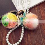 Flower Inside Transparent Ball Key Rings Pearl Keychain for Car Bag Accessories thumbnail-5