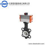 Dn150 Pneumatic Two Shaft No Pins Concentric Pneumatic Wafer Butterfly Valve thumbnail-1