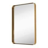 Nordic Bathroom Mirror Brass Rounded Corner Mirror High-end Gold Bathroom Mirror Full-length Mirror Fitting Mirror Entrance Mirror thumbnail-1