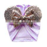 Baby Cotton Toddler Tabbit Ear Hat Kids Set Big Glitter Bow Soft Cute Knot Nursery Beanie Hat Wholesale Girls thumbnail-3