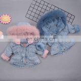 2020 Winter Children's Girls Fashion Warm Fur Denim Coat thumbnail-1