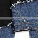 TWOTWINSTYLE Denim Sweatshirt For Female O Neck Long Sleeve Loose Hit Color Patchwork Asymmetrical thumbnail-4