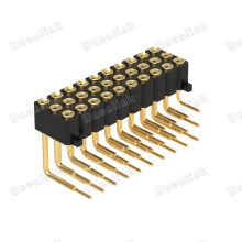Dnenlink 2.54mm Pitch Triple Row H4.0mm Concave Contact Right Angle Female Header DIP Type PogoPin Header With Peg thumbnail-4