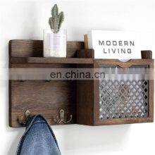 Entryway Organizer Key and Mail Shelf With Hooks / Rustic Home Decor Organizer / Multiple Key Holder