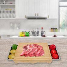 Bamboo Wooden Chopping Board Cutting With Sliding Stainless Steel Tray thumbnail-5