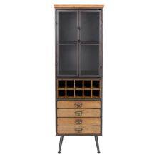 Bar Cabinet for Liquor and Glasses, Farmhouse Corner Kitchen Cabinet with Wine Rack