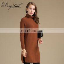 Inner Mongolia Ordos Women's 100% Pure Cashmere High Neck Sweater Dress thumbnail-3