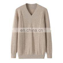 OEM Service From China Factory Comfortable Women's Pure Cashmere V-Neck Pullover Casual Solid Pattern Winter Sweater thumbnail-1