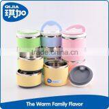 New Arriving Three Layers Round Stainless Steel and Plastic Custom Printed Lunch Box thumbnail-1
