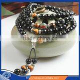 8mm Multilayer Yellow Tiger Eye and Black Obsidian Malas Prayer Beads Bracelet thumbnail-1