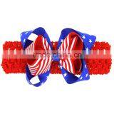 Hot-sales Kids Crochet Headband for 4th of July Fashion Baby Large Bow Hair Bands Hair Flower Wh-1744 thumbnail-1