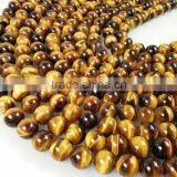 Polish Natural Stone Beads Yellow Tiger Eye Stone Loose Beads thumbnail-2