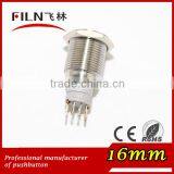 16mm Blue Ring 6V LED Flat Actuator Stainless Steel Metal Push Button thumbnail-2