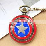Men Size Antique Color Captain America Pocket Necklace Watch thumbnail-3