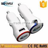 Circle Shape Dual Output Mini Usb Car Charger With Colorful Led Lamp Ring thumbnail-1