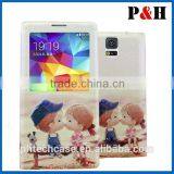 For Samsung GALAXY 9600 S5 Lovely Pattern Leather Case/Flip Wallet Colored Drawing Leather Case for Galaxy I9600 S5 thumbnail-1