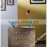 Chest-Embossed Brass Metal Drawer Chest / Dresser