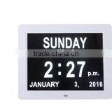change led digital lcd alarm clock 10 inch auto-dim show time/calandar/clock/day /weather