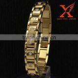 Fashion Bracelet 2016 Wholesale Mens Bracelet Jewelry Gold CNC CZ Stone 316l Stainless Steel Bracele thumbnail-2