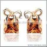 Big Square Austrian Crystal Solitaire Bowknot Stud Earrings thumbnail-1