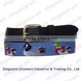 Needlepoint Belt With Black Genuine Cowhide Leather thumbnail-1