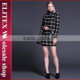 2015 Newest Black Plaid Straight Lady Overcoat Warm Winter Dress With Pocket thumbnail-2