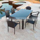 2017 Sigma UV Resistant Modern Metal Cheap Rattan Tempered Glass Dining Table thumbnail-1